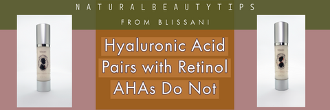 "Retinol pairs well with hyaluronic acid. AHAs Do Not"  a bottle of Gemma Crema and Very Toney Vegan Anti-Aging Serums