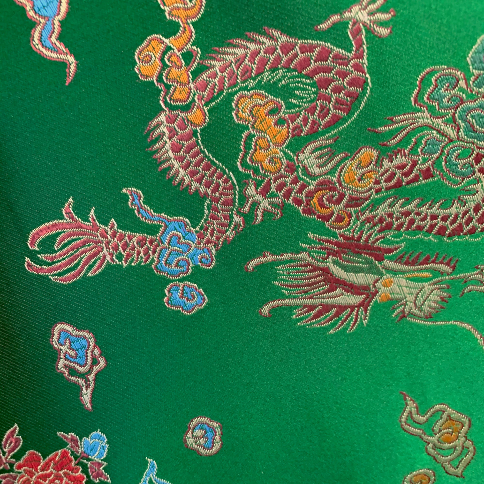 Hope GREEN Dragon Brocade Chinese Satin Fabric by the Yard - New ...