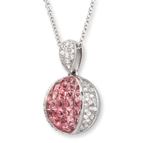 3.18 Carat Pear Shape & Pink Diamond Pendant Necklace