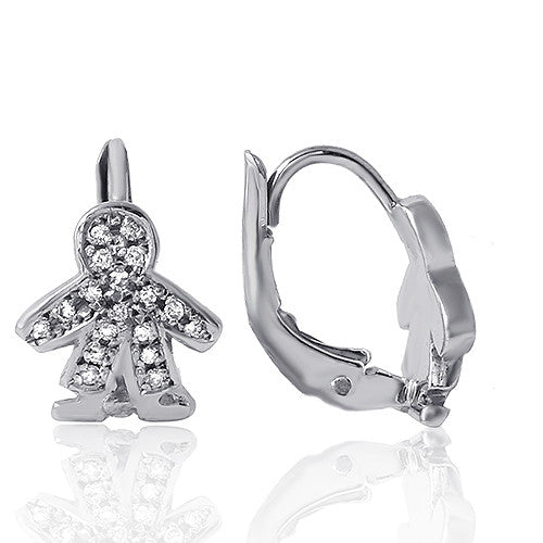 0.18ct Diamonds on a Ginger-bread Design Earrings in 14k White Gold Le –  BelAir Jewelry