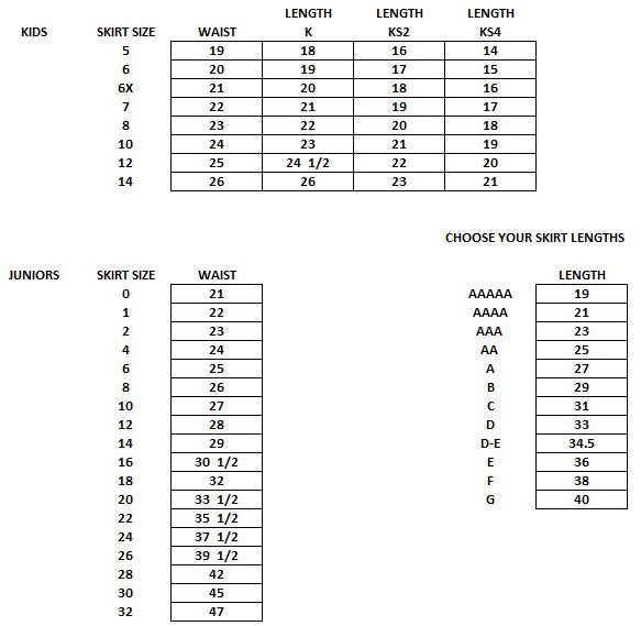 SKIRT SIZE CHART