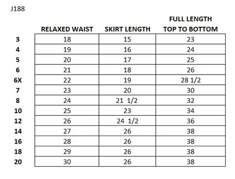 J188 Size Chart – Fraylich School Uniforms