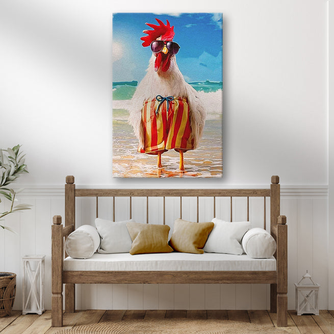 Summer Shady Rooster Canvas Wall Art - Wall Art Image by Tailored Canvases