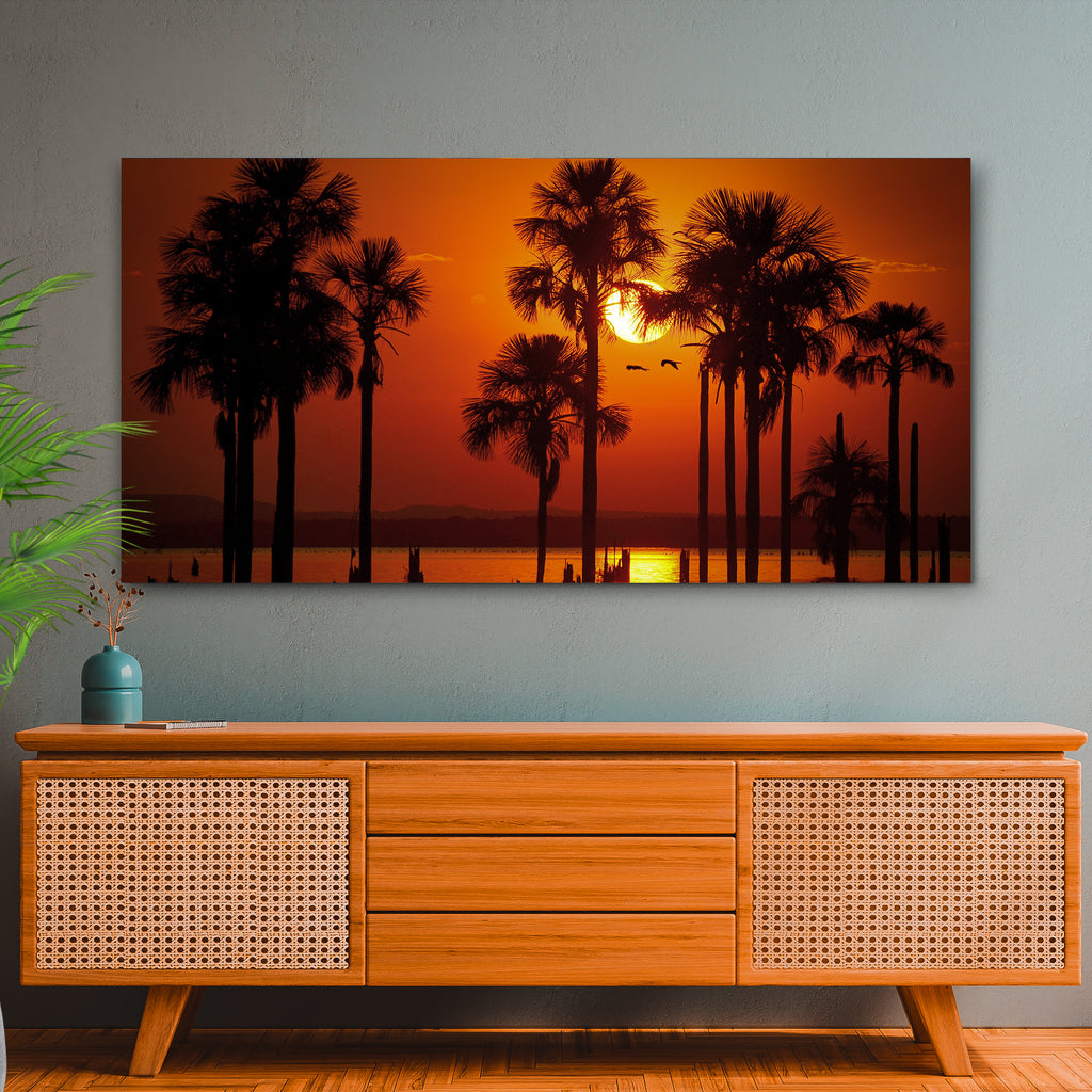 Sunset Palm Beach Art Canvas (READY TO HANG) - by Tailored Canvases