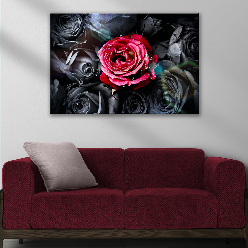 Red Rose Pop Flower Wall Art (READY TO HANG) - FREE SHIPPING - by Tailored Canvases