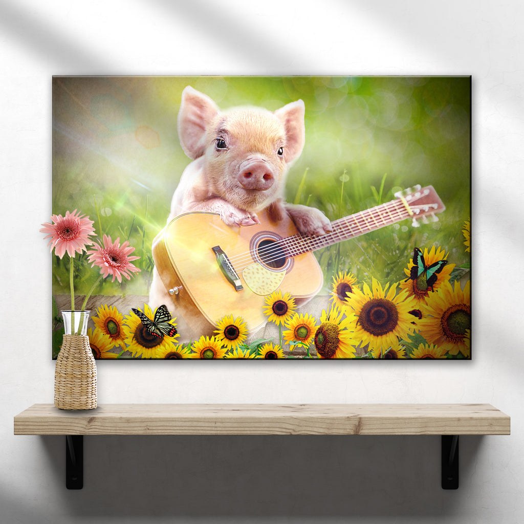 Guitarist Piglet Canvas Wall Art - by Tailored Canvases