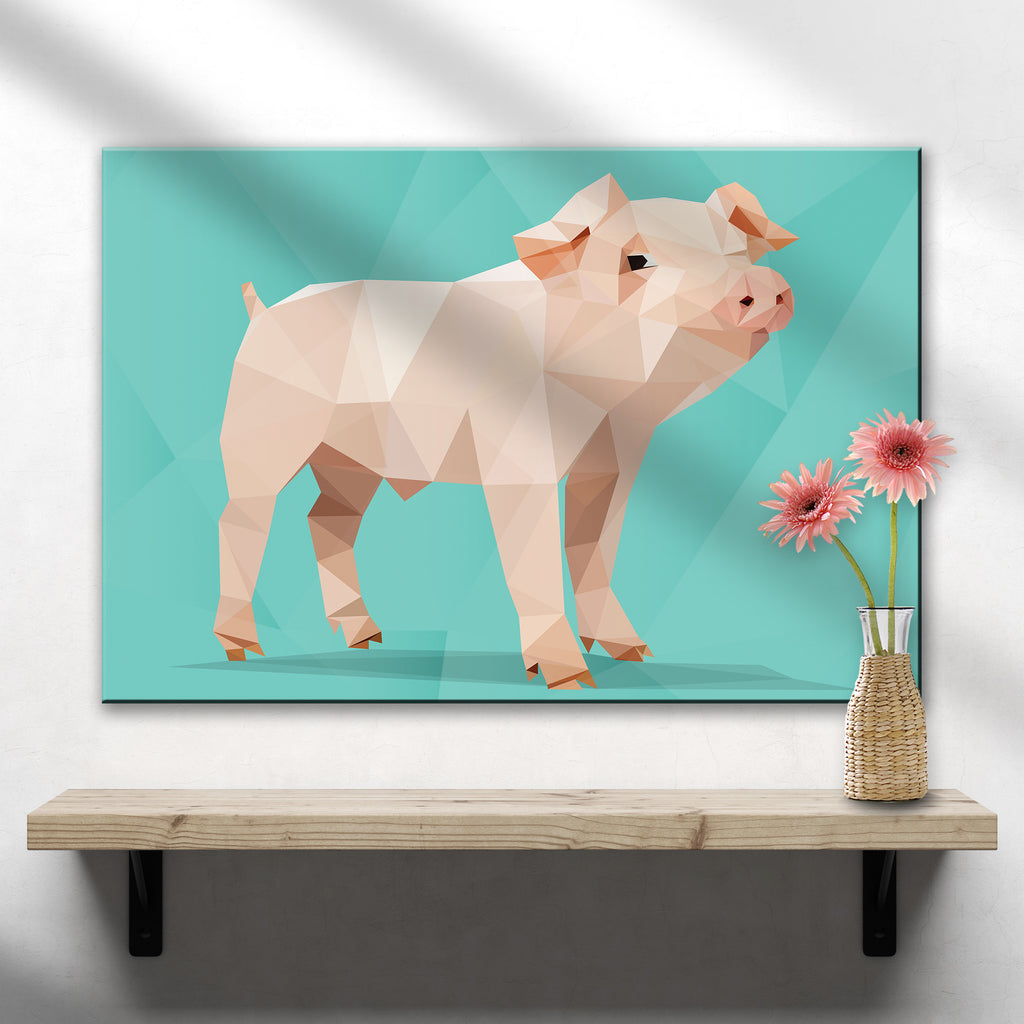 Lovely Geometric Pig Canvas Wall Art - by Tailored Canvases