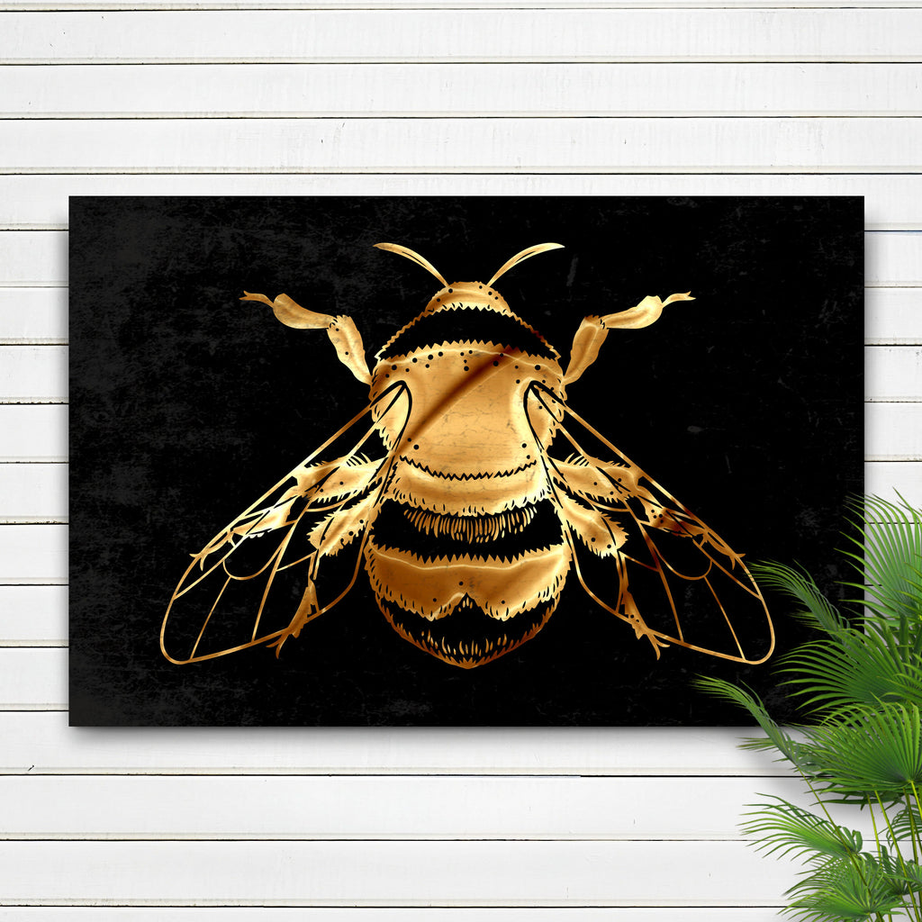 Mettalic Gold Bumble Bee Canvas Wall Art - by Tailored Canvases