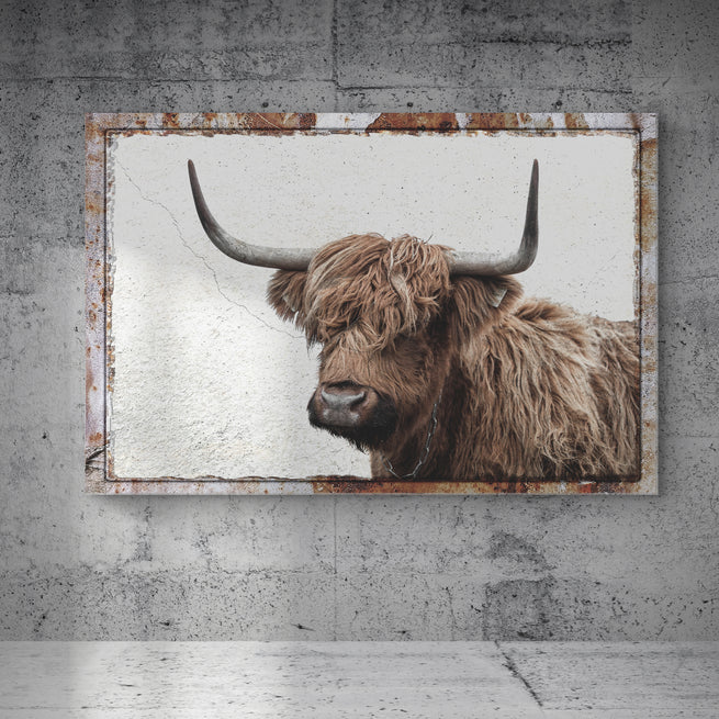 Natural Rustic Highland Cow Canvas Wall Art - Image by Tailored Canvases