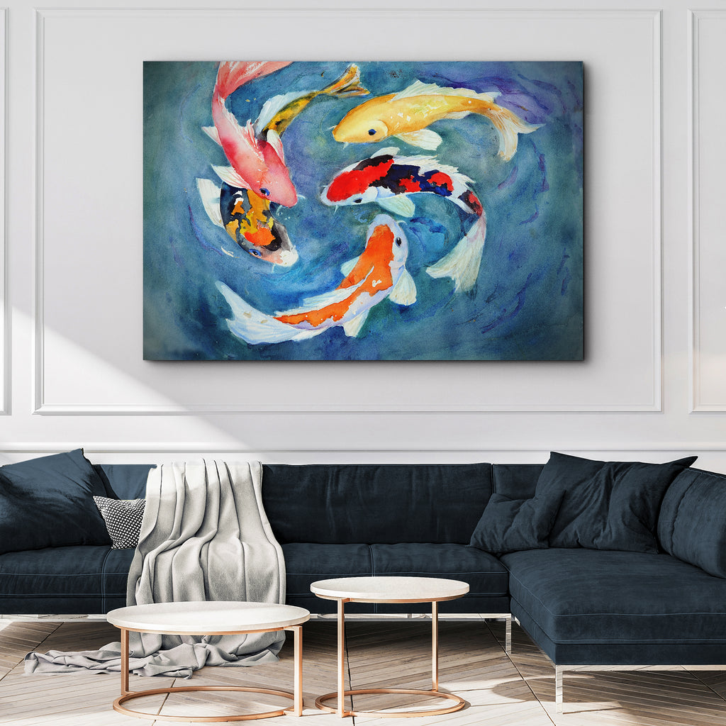 Watercolor Koi Fish Canvas Wall Art - by Tailored Canvases