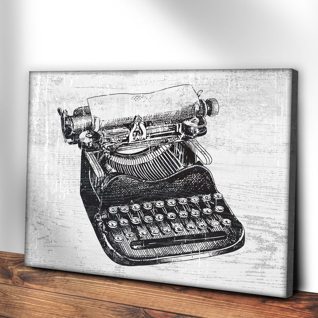 Decor Elements Typewriter Vintage On Wood Canvas Wall Art - Image by Tailored Canvases