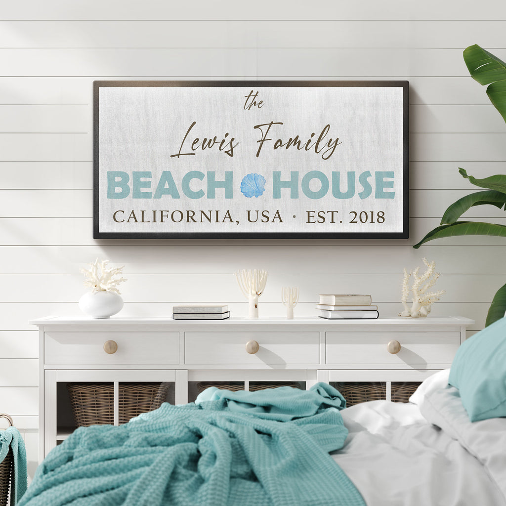 Beach House Sign | Customizable Canvas - Wall Art Image by Tailored Canvases