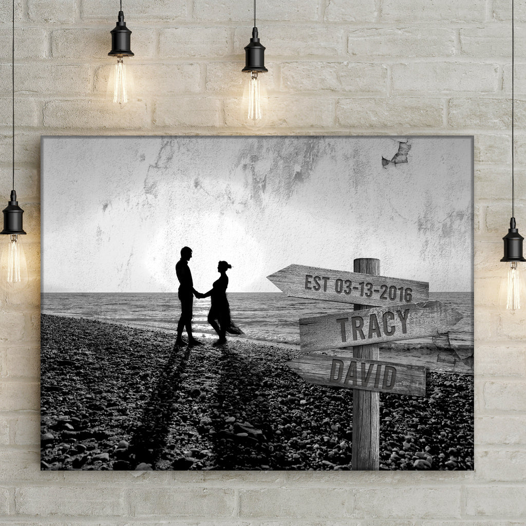 Monochrome Sunset Couple Sign | Customizable Canvas - Wall Art Image by Tailored Canvases