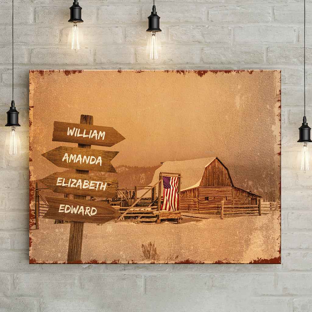 American Family Barn Name Sign | Customizable Canvas - by Tailored Canvases