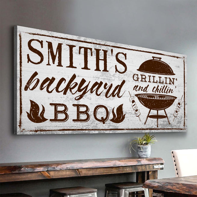 Backyard Barbeque Grill Sign | Customizable Canvas - Image by Tailored Canvases