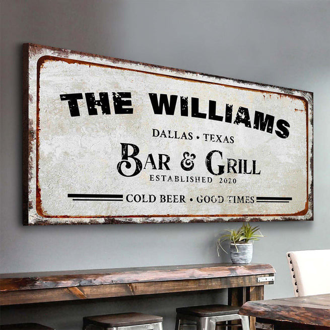 Bar and Grill Sign III | Customizable Canvas - Wall Art Image by Tailored Canvases