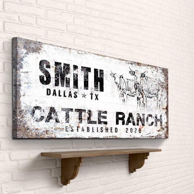 Modern Rustic Cattle Ranch Sign | Customizable Canvas - Wall Art Image by Tailored Canvases