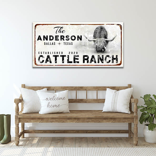 Classic Cattle Ranch Sign | Customizable Canvas - Wall Art Image by Tailored Canvases