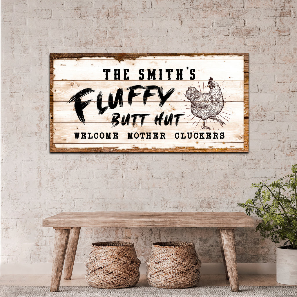 Fluffy Butt Hut Sign | Customizable Canvas - Image by Tailored Canvases