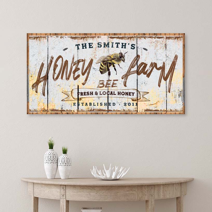 Honey Bee Farm Sign II | Customizable Canvas - Image by Tailored Canvases