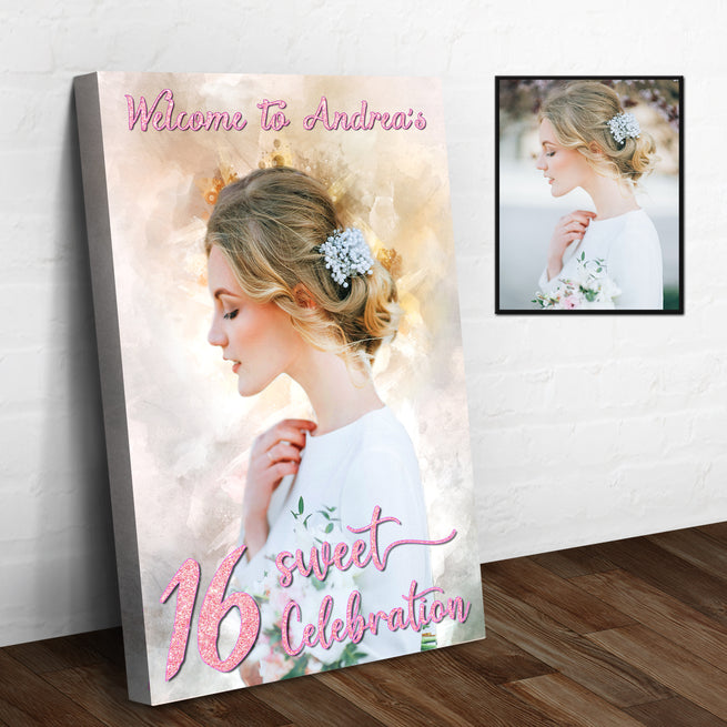 16th Birthday Welcome Sign - Wall Art Image by Tailored Canvases