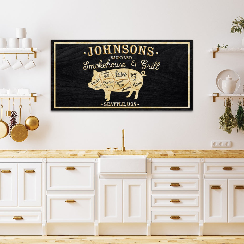 Backyard Smokehouse And Grill Sign | Customizable Canvas - Image by Tailored Canvases