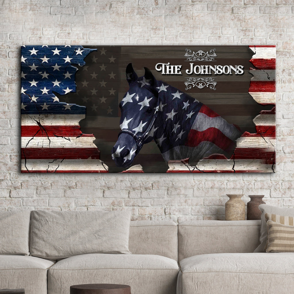 American Horse Wall Art Sign | Customizable Canvas - by Tailored Canvases