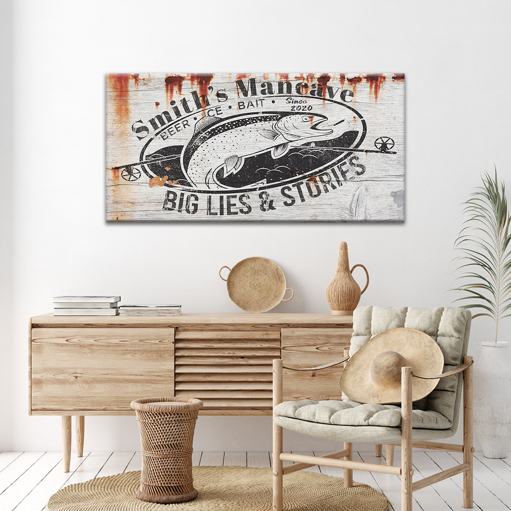 Man Cave Fishing Sign | Customizable Canvas - by Tailored Canvases