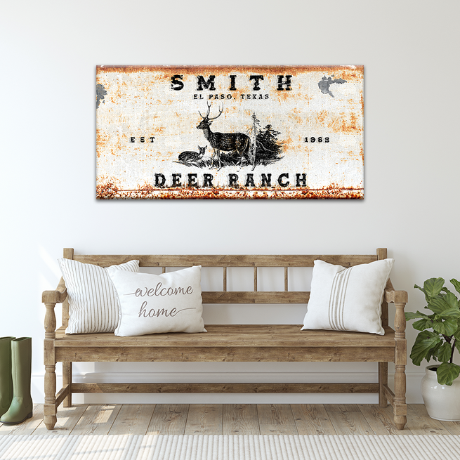 Deer Ranch Sign | Customizable Canvas - Wall Art Image by Tailored Canvases