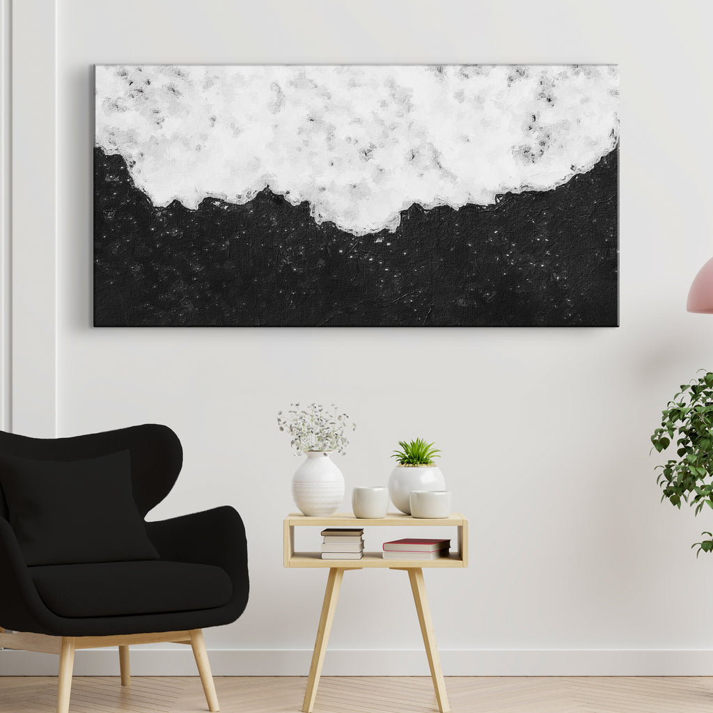 Black And White Textured Painting Canvas Wall Art - by Tailored Canvases