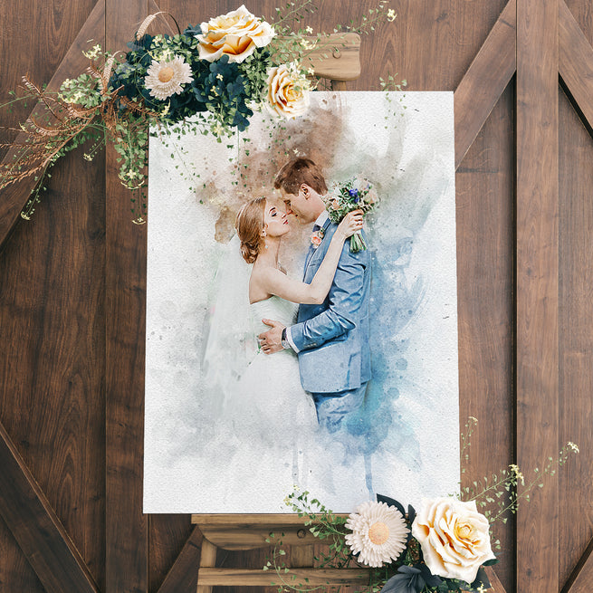 Wedding Watercolor Portrait - Image by Tailored Canvases