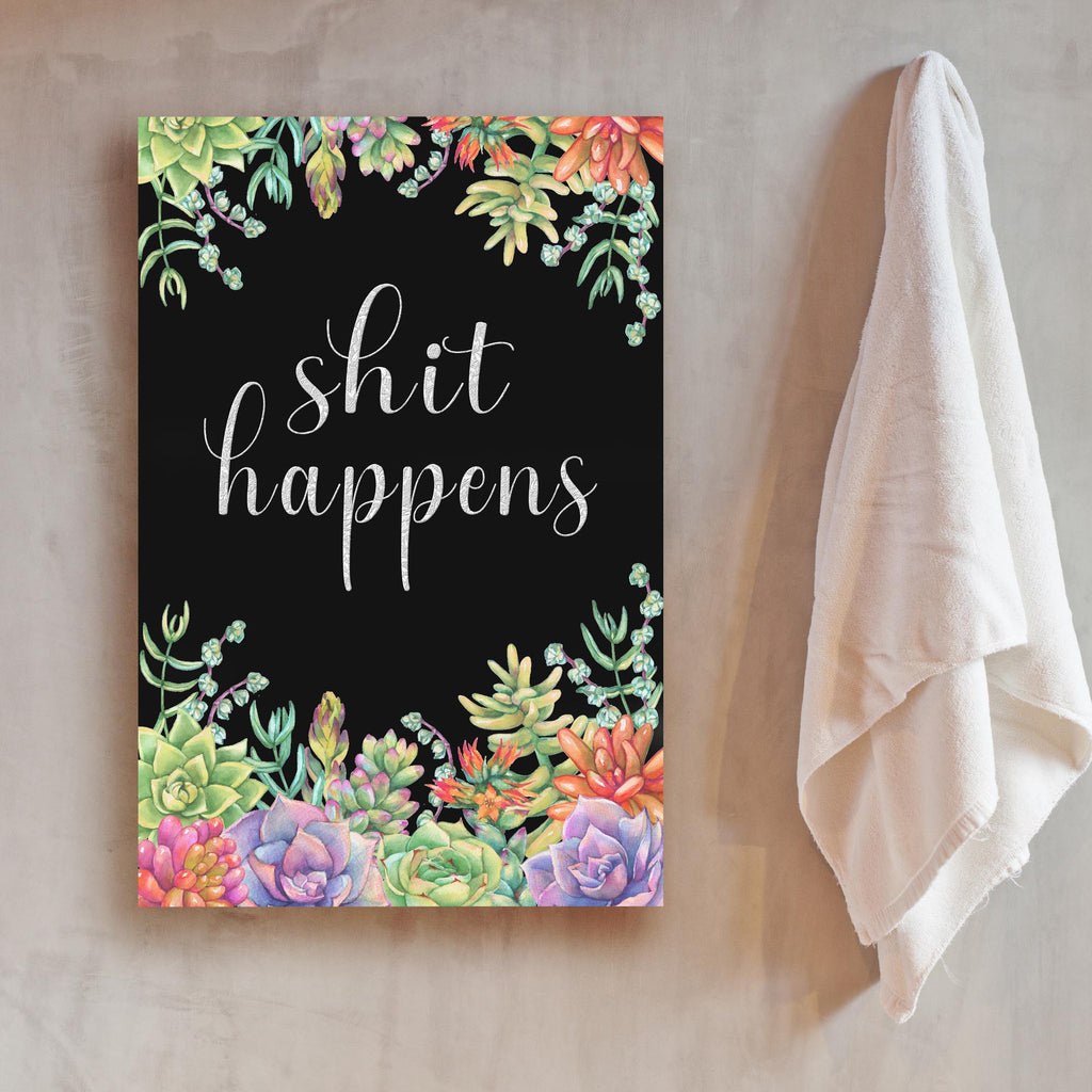 Shit Happens Bathroom Sign - Customizable Canvas - Wall Art Image by Tailored Canvases