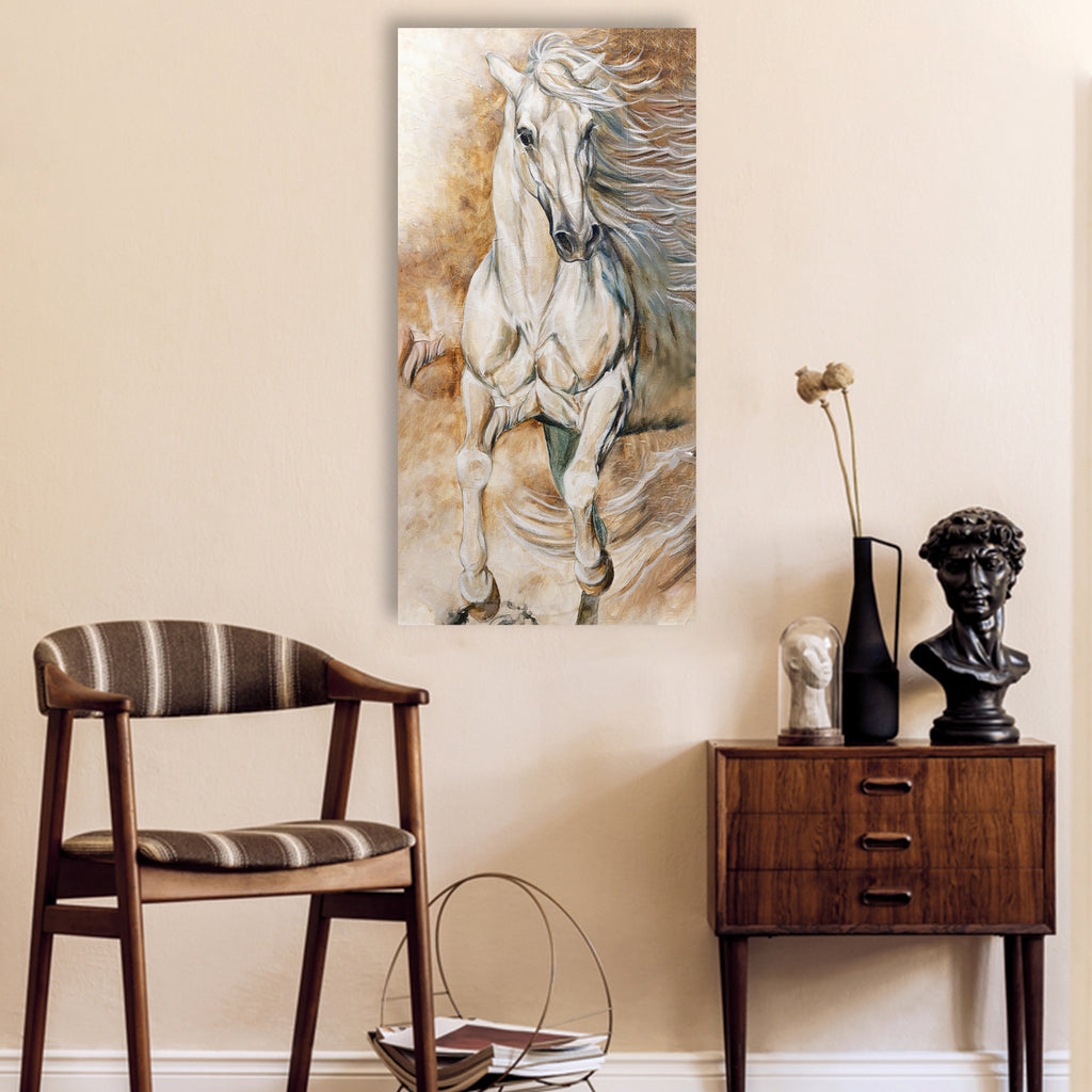 Running White Horse Art (READY TO HANG) - by Tailored Canvases