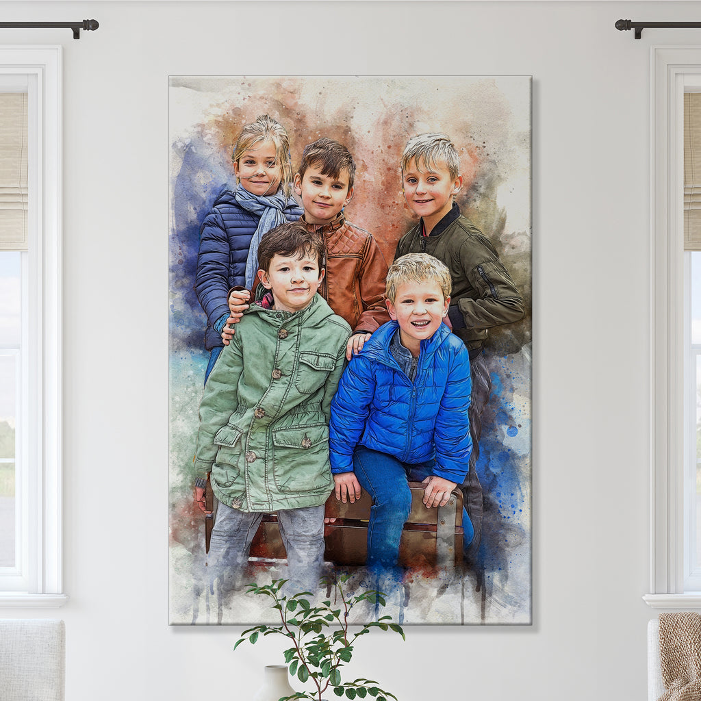 Family Watercolor Portrait | Customizable Canvas - Image by Tailored Canvases