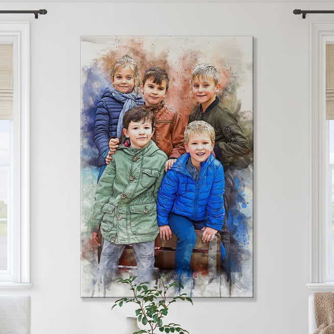 Family Watercolor Portrait Sign II | Customizable Canvas - Image by Tailored Canvases