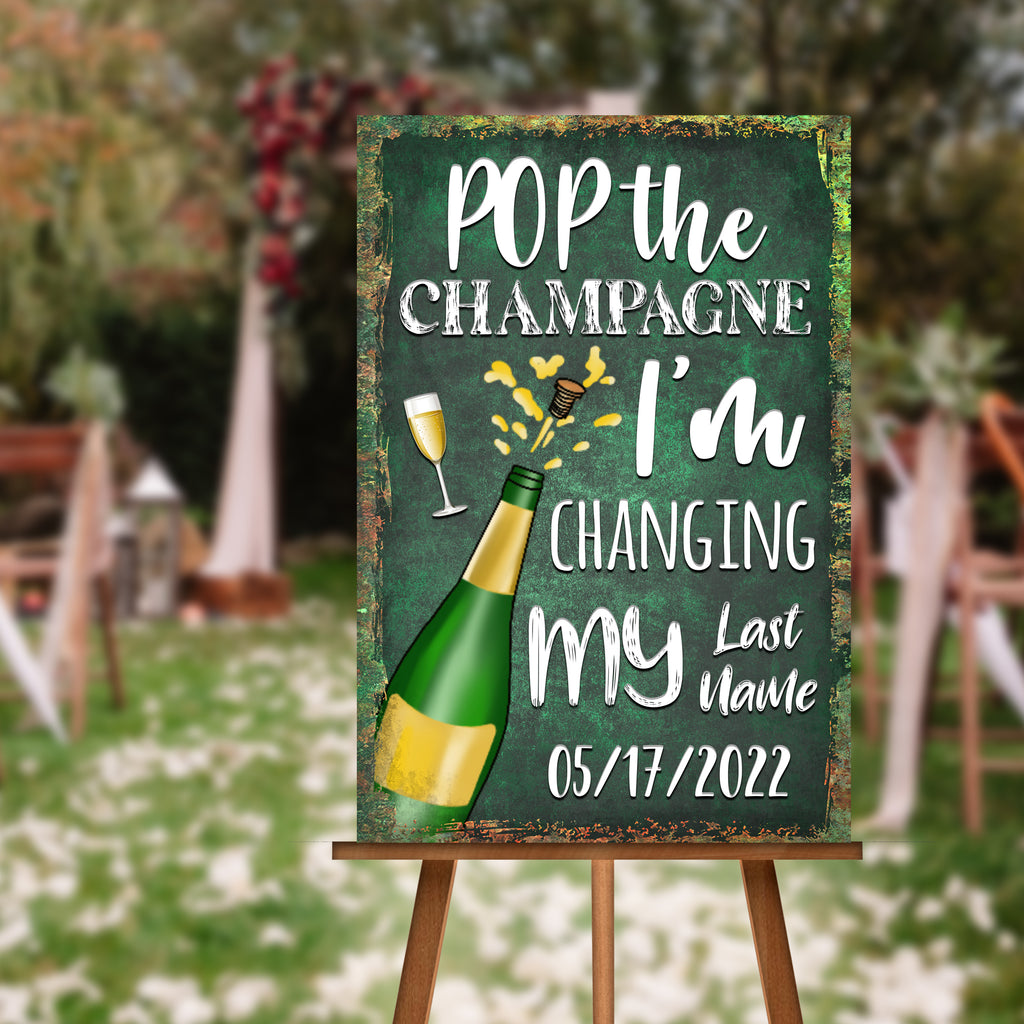 Pop the Champagne, I'm changing my Last Name Wedding Canvas (READY TO HANG) - Wall Art Image by Tailored Canvases