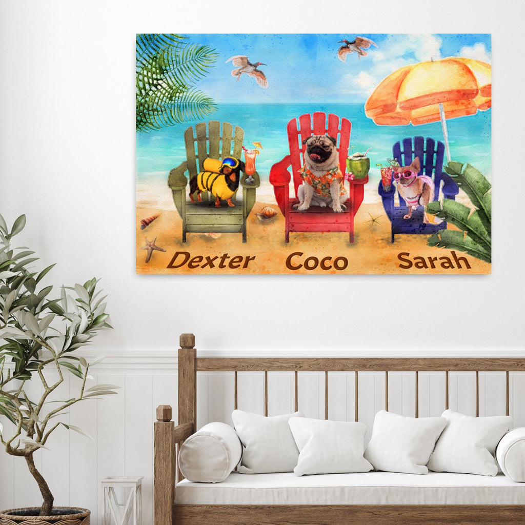 Custom Dogs on Deck Chairs Pet Canvas (Ready to hang) - by Tailored Canvases