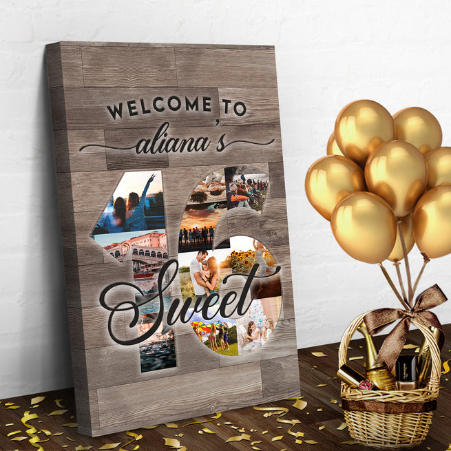 Custom Sweet 16 Birthday Sign - Wall Art Image by Tailored Canvases