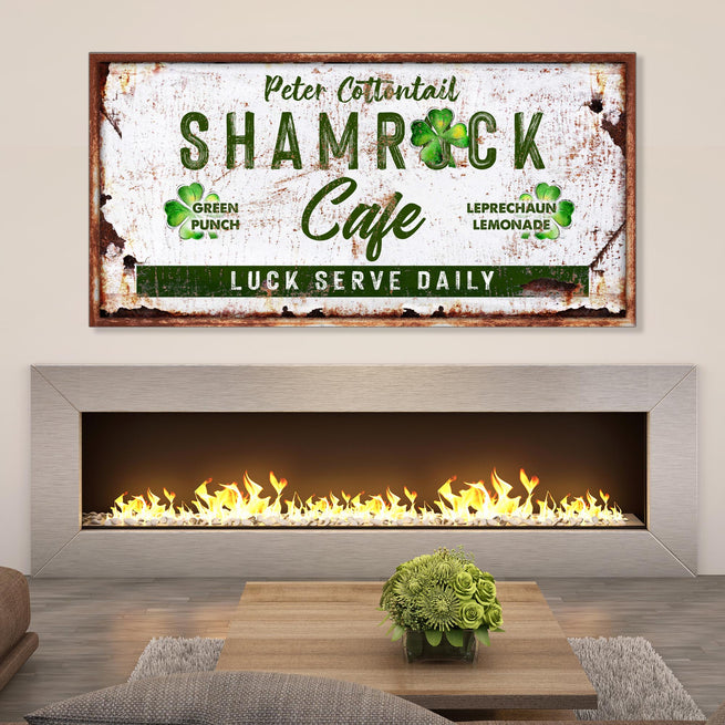 Shamrock Cafe- St. Patrick's Day Sign (Ready to hang) - Wall Art Image by Tailored Canvases