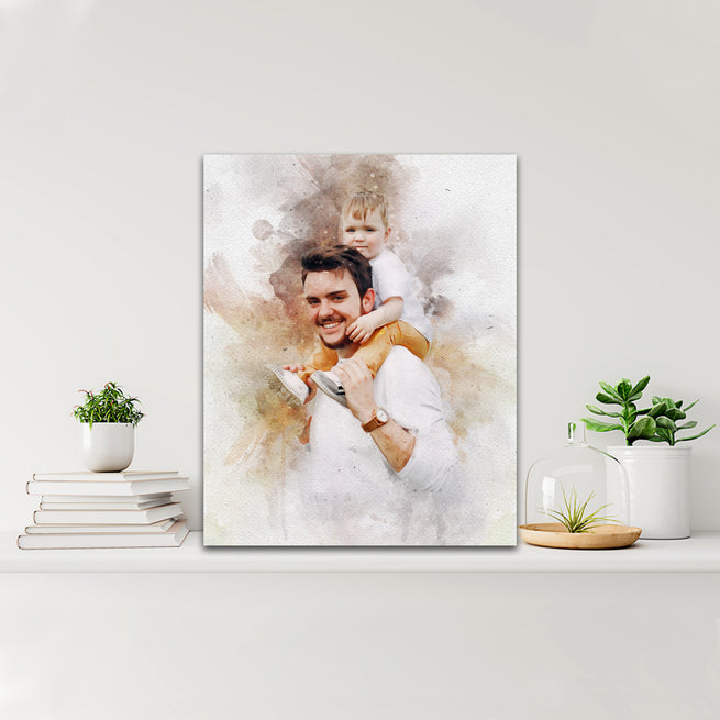 Dad Watercolor Portrait Sign | Customizable Canvas - Image by Tailored Canvases