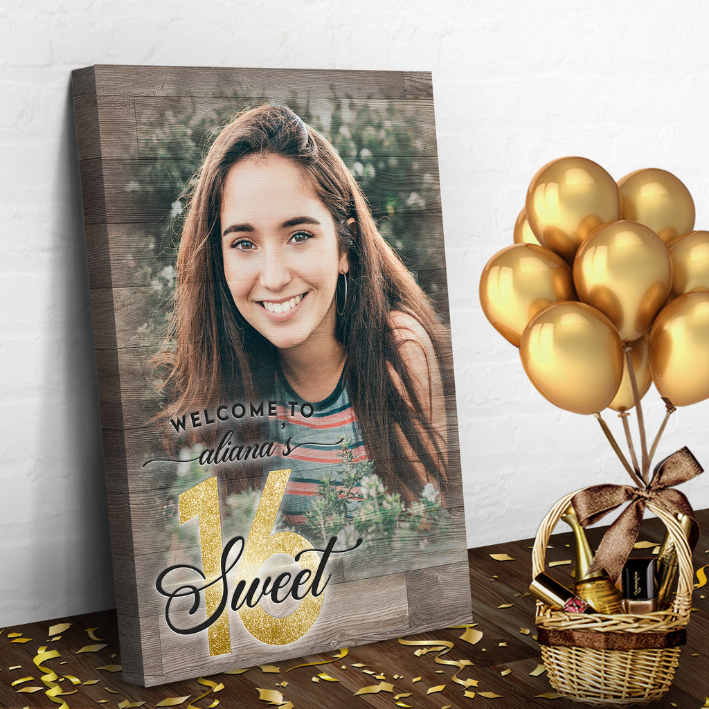 Custom 16th Birthday welcome Sign (READY TO HANG) - Wall Art Image by Tailored Canvases