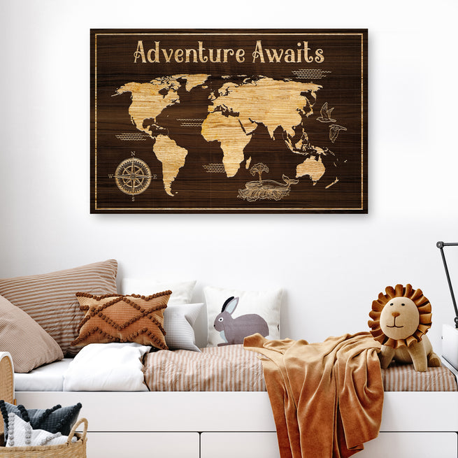 Adventure Awaits Nursery Canvas ( Ready to Hang) - Wall Art Image by Tailored Canvases