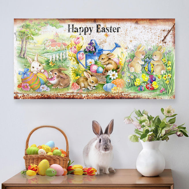 Vintage Happy Easter (Ready to Hang) - Wall Art Image by Tailored Canvases