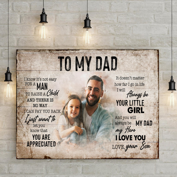 To My Dad Happy Father's Day Sign Personalized Canvas Wall Art ...