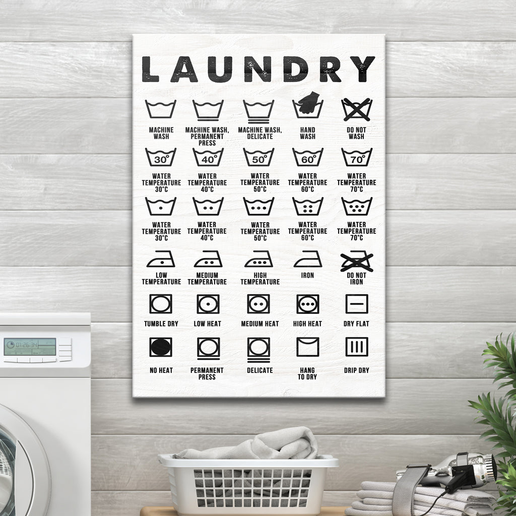 Laundry Symbols (READY TO HANG) - FREE SHIPPING - Wall Art Image by Tailored Canvases