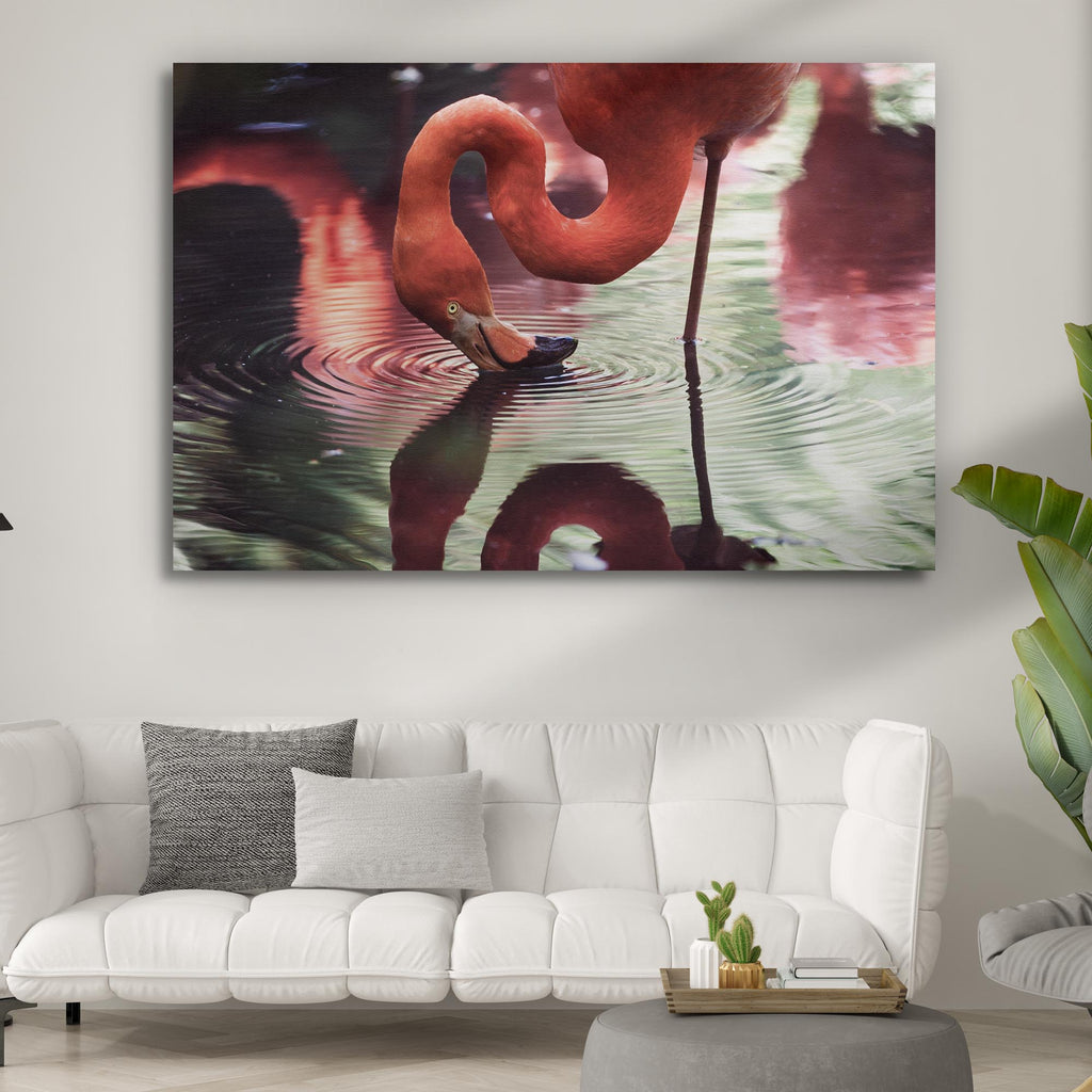 Drinking Flamingo Canvas Wall Art - by Tailored Canvases