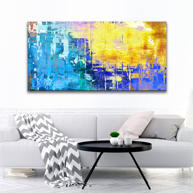 Blue Gold Abstract Painting (Ready to Hang) - Wall Art Image by Tailored Canvases