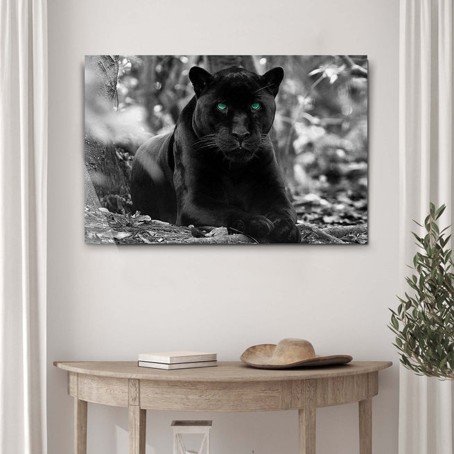 Monochrome Black Panther Canvas Wall Art - Image by Tailored Canvases