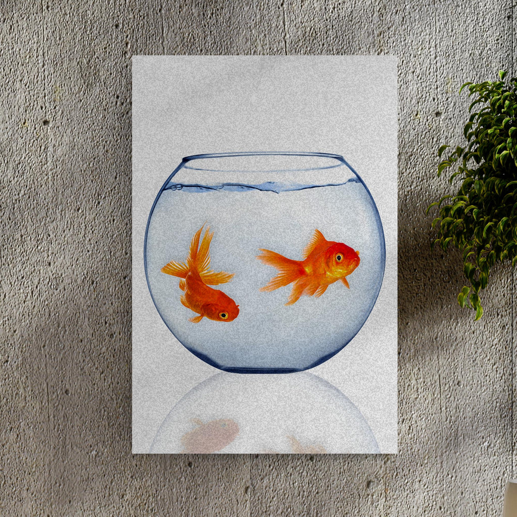 Goldfish Aquarium Bowl Portrait Canvas Wall Art - by Tailored Canvases