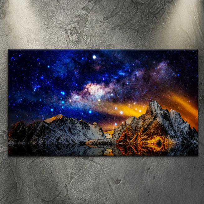 Blue And Orange Night Sky On Top Of Snowy Mountain Canvas Wall Art - Image by Tailored Canvases
